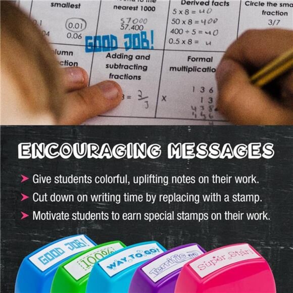 Teacher Stamps‎ - Self Inking Motivational Encouraging and Colorful Set for - Picture 4 of 8